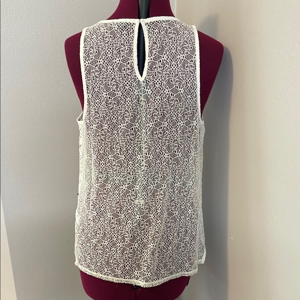 Express Elegant White Lace Sleeveless Top large - Picture 4 of 6